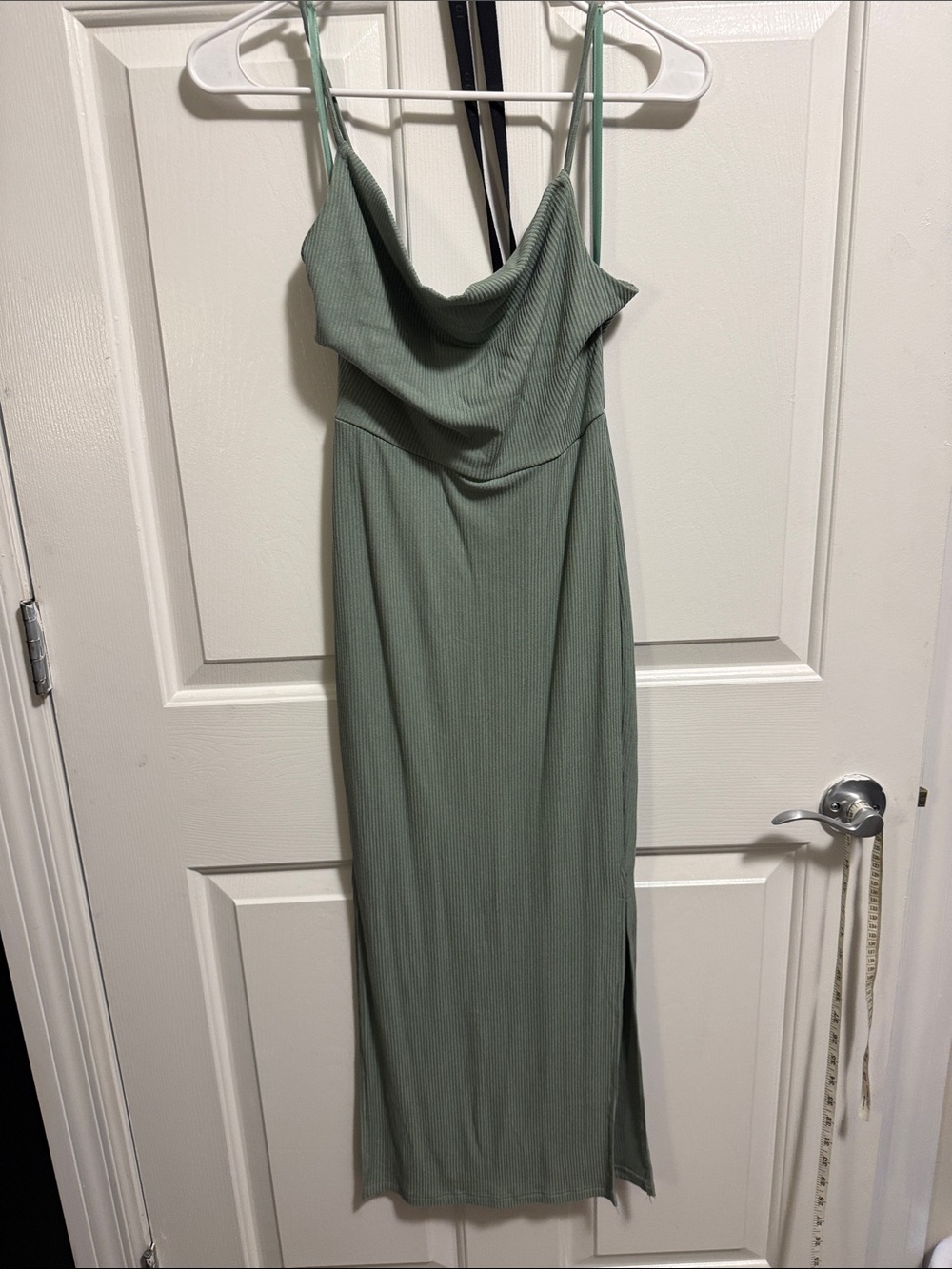 Cowl Neck Midi Slip Dress in Sage Green